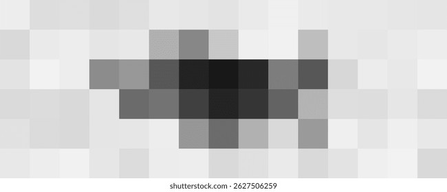 Compressed pixel censor stripe glitch. Mid-screen dark blur simulates signal error, restricted zone or media blackout block. Corrupted data texture. Vector illustration.