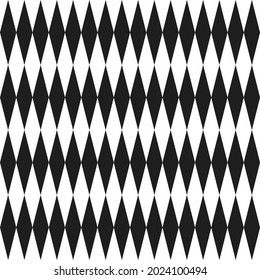 Compressed rhombuses ornament. Vector checker pattern with white and black rhombs pattern.