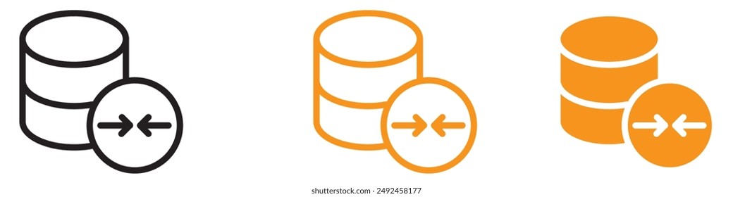 Compressed Shrink Database Icon for Technology and Data Management Graphics Ideal for Representing Data Compression and Database Management