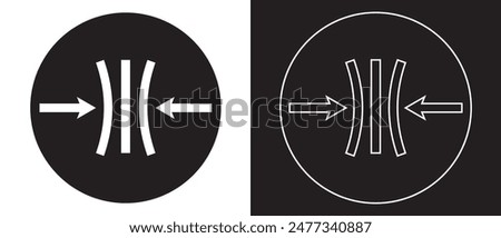 Compression arrows icon. Elasticity icon design on a white and black background. vector illustration.
