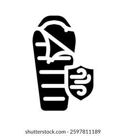 compression bag sleeping bag glyph icon vector. compression bag sleeping bag sign. isolated symbol illustration