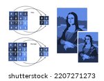 Compression, simplification of the image. The scheme of operation of max and average pooling layer in convolutional neural networks. Machine learning.