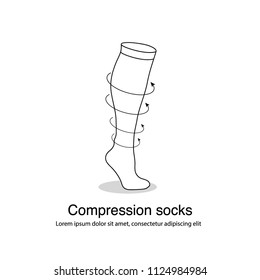 Compression socks vector infographic illustration with arrows