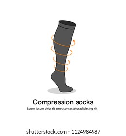 Compression socks vector infographic illustration with arrows