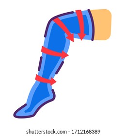 Compression stockings flat color icon. Orthopedic knitwear. Rehabilitation and treatment after injuries and in the postoperative period, venous diseases, leg swelling.