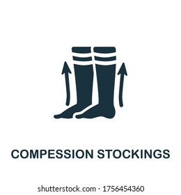 Komprimierungs-Stockings-Symbol. Einfaches Element aus der Traumarehabilitationssammlung. Creative Compression Stockings Symbol für Webdesign, Vorlagen, Infografiken und mehr