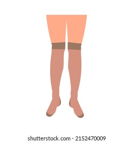medias de compresión aisladas en fondo blanco. Las piernas de las mujeres en calzoncillos de compresión. Prevención y tratamiento de las venas varicosas. Ilustración del vector