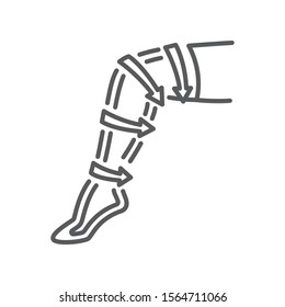 Compression stockings line color icon. Orthopedic knitwear. Rehabilitation and treatment after injuries and in the postoperative period, venous diseases, leg swelling.