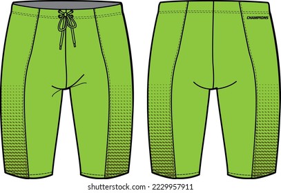 Compression tights Shorts design flat sketch vector illustration, Bike Shorts tights concept with front and back view for Cycling, bicycle, workout and running active wear shorts design.