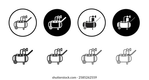 Compressor icon Black line art vector logo set