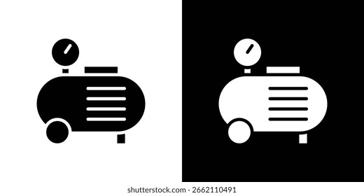 Compressor icon in flat black solid vector set