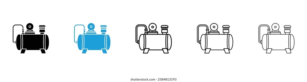 Compressor icons collection vectors in black and blue