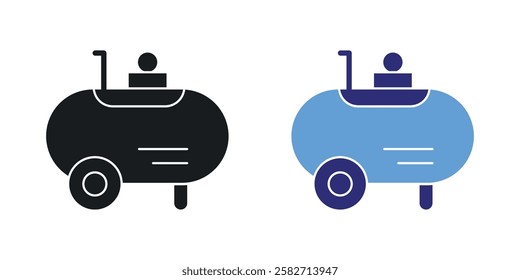 Compressor icons set vectors black and colored style