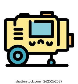 Icono del instrumento del compresor. Esquema del Vector del instrumento del compresor de color plano aislado