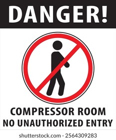 Compressor room industrial safety warning sign vector