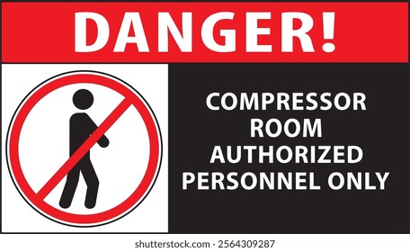 Compressor room industrial safety warning sign vector