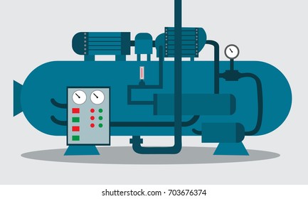 Compressor For Storage Of Chemical. Vector Illustration.