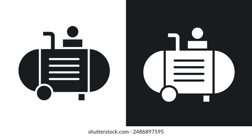 Compressor vector icon set in solid black and white color