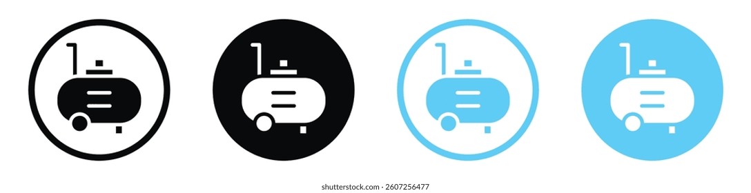 Compressor vector icons in black and blue colors