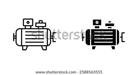 Compressor vectors icons set in filled and strokes on white background