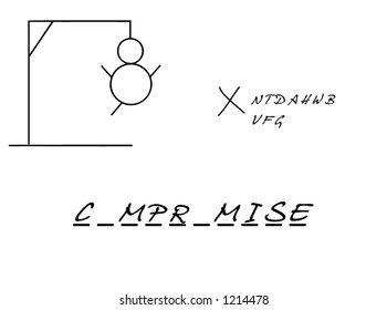 Compromise, conceptual hangman with all scalable elements