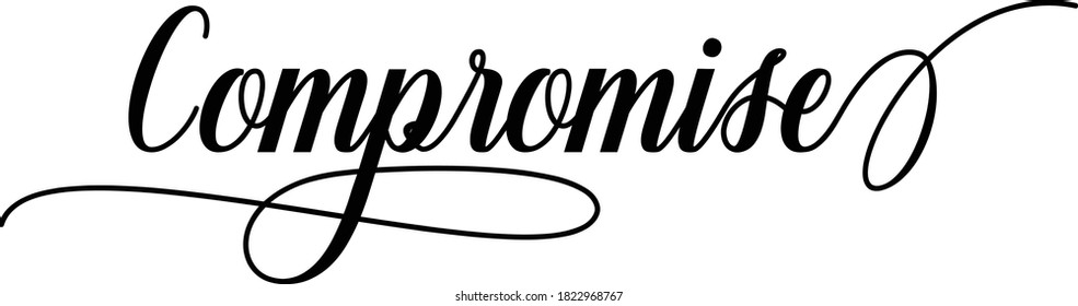 Compromise Script Cursive Calligraphy Typography Black Stock Vector ...