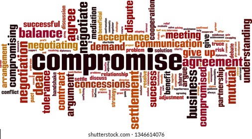 Compromise word cloud concept. Collage made of words about compromise. Vector illustration