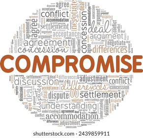 Compromise word cloud conceptual design isolated on white background.