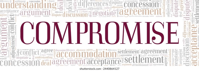 Compromise word cloud conceptual design isolated on white background.