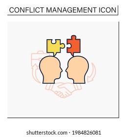 Compromising color icon.Dispute resolution. Successfully handles, resolves issues sensibly and fairly.Communication concept. Isolated vector illustration