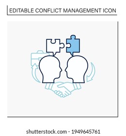 Compromising line icon.Dispute resolution. Successfully handles, resolves issues sensibly and fairly.Communication concept. Isolated vector illustration. Editable stroke