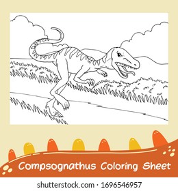 compsognathus coloring page - Coloring sheet dinosaur for kids