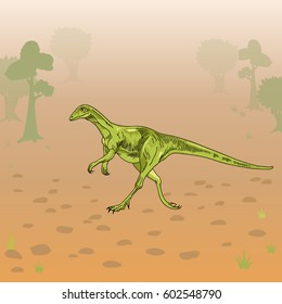 Compsognathus. Vector dinosaur.