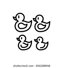 Compulsive Behavior Symbol. Maniс Addiction From Orderliness Thin Line Icon, Ducks Arranged By Size. Modern Vector Illustration.