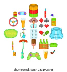 Compulsive gambling icons set. Cartoon set of 25 compulsive gambling vector icons for web isolated on white background