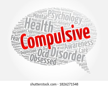 Compulsión de nube de palabras, fondo de concepto de salud