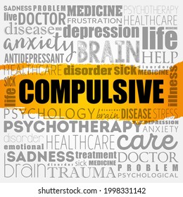 Compulsive word cloud collage, health concept background