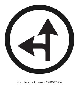 Compulsory ahead or left sign line icon, Traffic and road sign, vector graphics, a solid pattern on a white background, eps 10