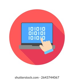 Computation mini illustration rounded flat color icon, use for machine learning, education, technology industry, UI, UX kit, app and web development, digital or print.