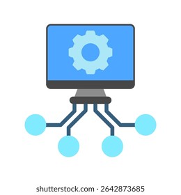 Computation Node mini illustration flat color icon, use for machine learning, education, technology industry, UI, UX kit, app and web development, digital or print.