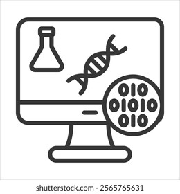 Computational Biology Icon Vector Illustration Outline Style