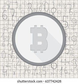 Computational formulas of bitcoin. Figures - 1, 2, 3, 4, 5, 6, 7, 8, 9, 0. Business template. Crypt currency. Vector