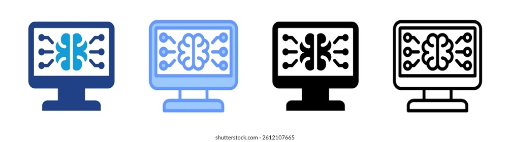 Computational Intelligence icon set multiple style collection