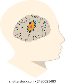 computational neuroscience isometric concept, Electrocorticography vector icon de Artificial general intelligence Natural Language Processing Machine and Deep Learning stock illustration