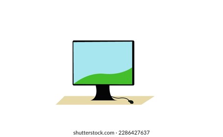 the compute on a desk vector on white background