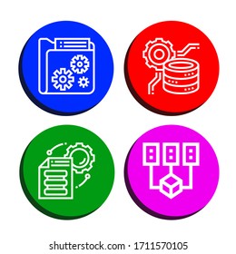 compute simple icons set. Contains such icons as Data, Data processing, File storage, Data mining, can be used for web, mobile and logo