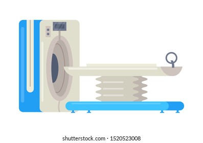 Computed tomography brain. Hospital medical equipment MRI magnetic resonance tomograph vector cartoon isolated