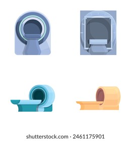 Computed tomography icons set cartoon vector. Hospital and medical equipment. Medical technology advancement