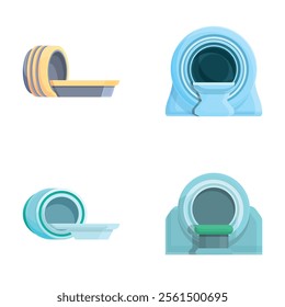 Computed tomography icons set cartoon vector. Hospital and medical equipment. Medical technology advancement