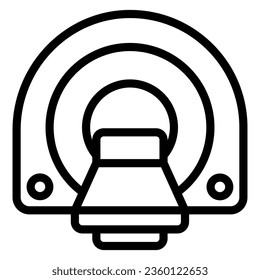 Icono de línea de tomografía calculada, concepto de pruebas médicas, signo de diagnóstico de resonancia magnética en fondo blanco, Icono de tomografía de resonancia magnética en forma de contorno para móvil. Gráficos vectoriales